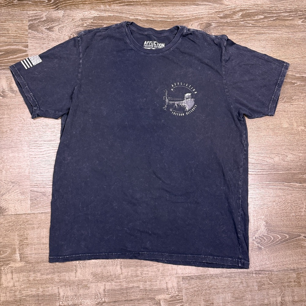 Affliction Freedom Defender T-Shirt Mens 2XL Black Grim Reaper Bow Graphic